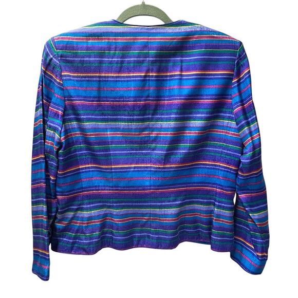 Adrianna Papell Women's Jacket Silk Stripes Purple/Multi - 12P Petite Size 12 - Picture 5 of 8